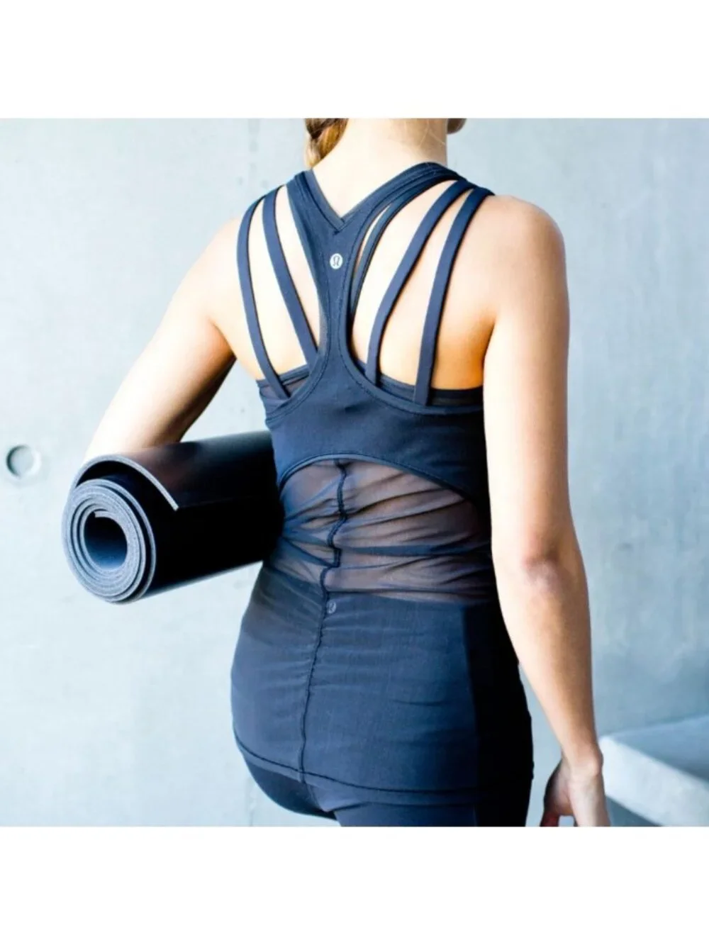 Lululemon Cool Racerback *Shine On Black mesh